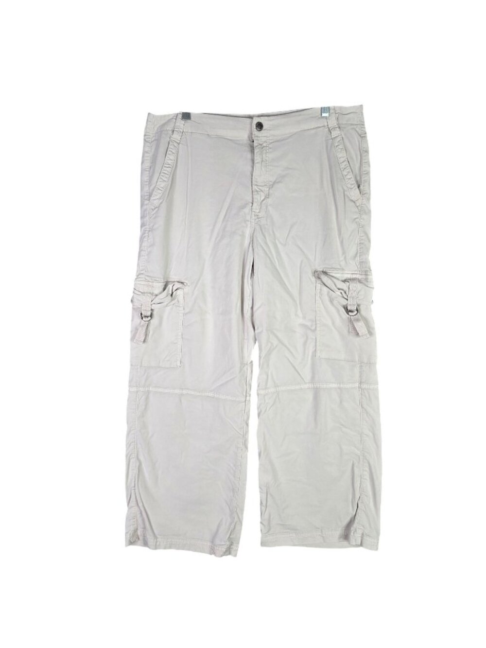 Womens American Eagle Beige Wide Leg Cargo Baggy Pants Lyocell Stretch 16 Short
